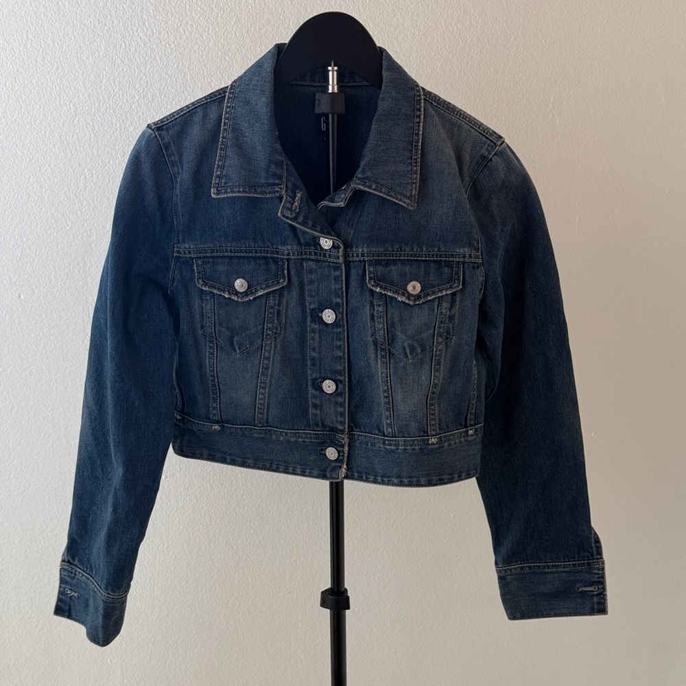 GAP Cropped Dark Indigo Denim Jacket